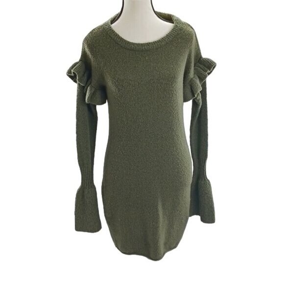 Romeo & Juliet Couture Sweater Dress Fuzzy Bodycon Ruffle Long Sleeve Size M - Picture 1 of 6